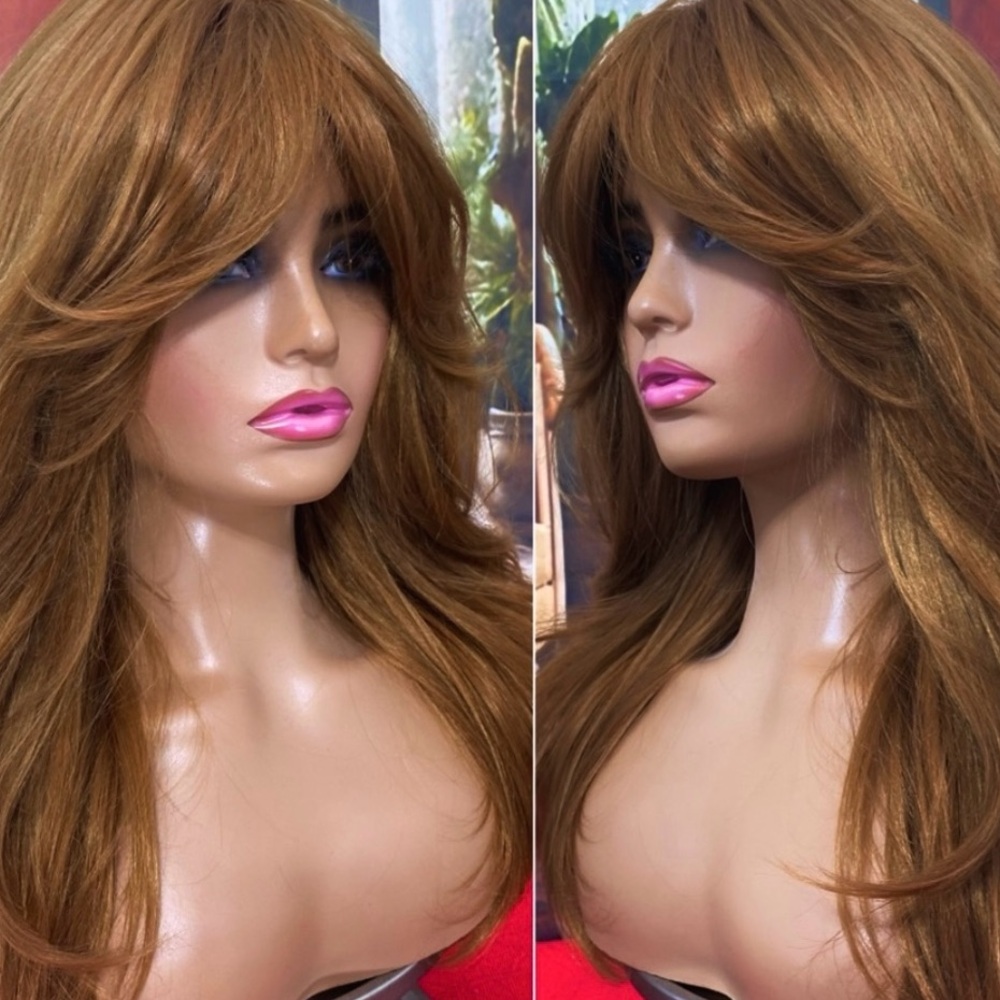 ginger brunette layered wig